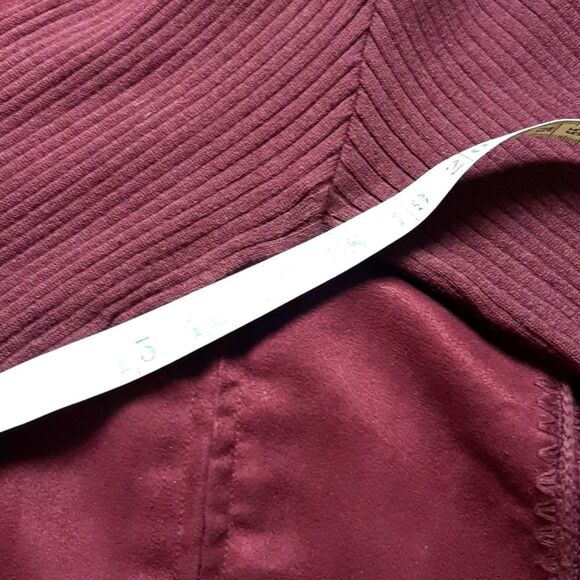 IKC Vintage   Burgundy Leather  Suede Leather Sweater Jacket Linen XL - Picture 7 of 9